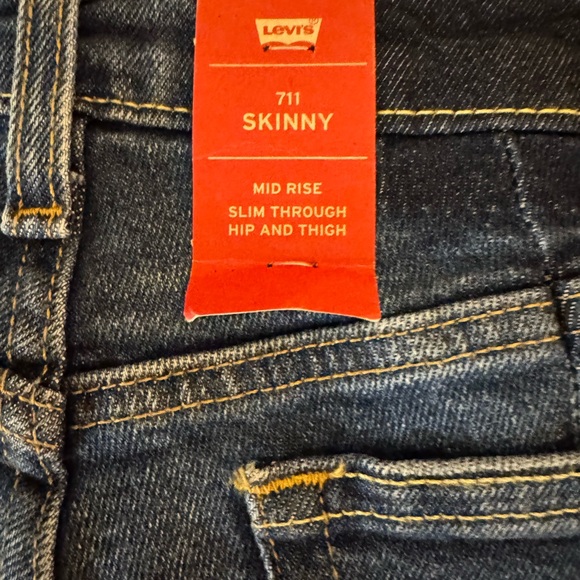 Levi's Altered 711 Skinny Mid Rise Jeans in Dark Wash - Picture 5 of 14